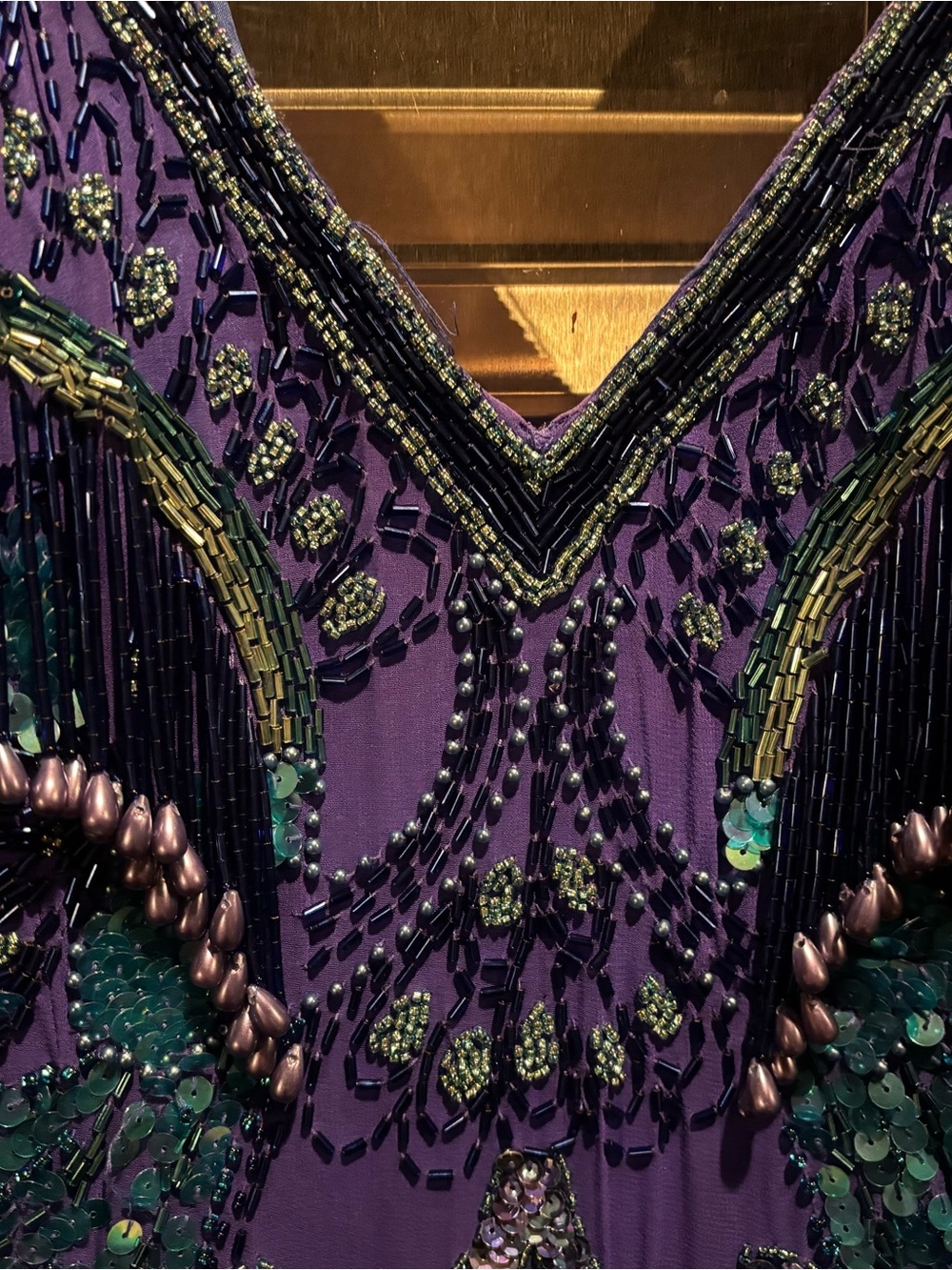 Sequin Embellished Purple & Teal Long Sleeve Dress - Picture 4 of 5